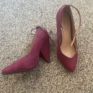 Burgundy suede ankle strap